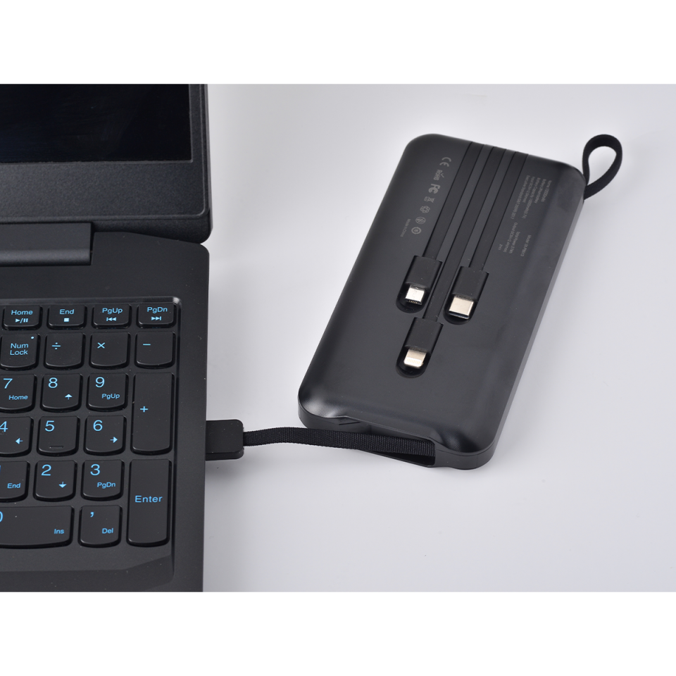 IX-PB013 10.000 Mah El Fenerli Çoklu Şarj Özellikli Powerbank Taşınabilir Şarj Cihazı - Siyah