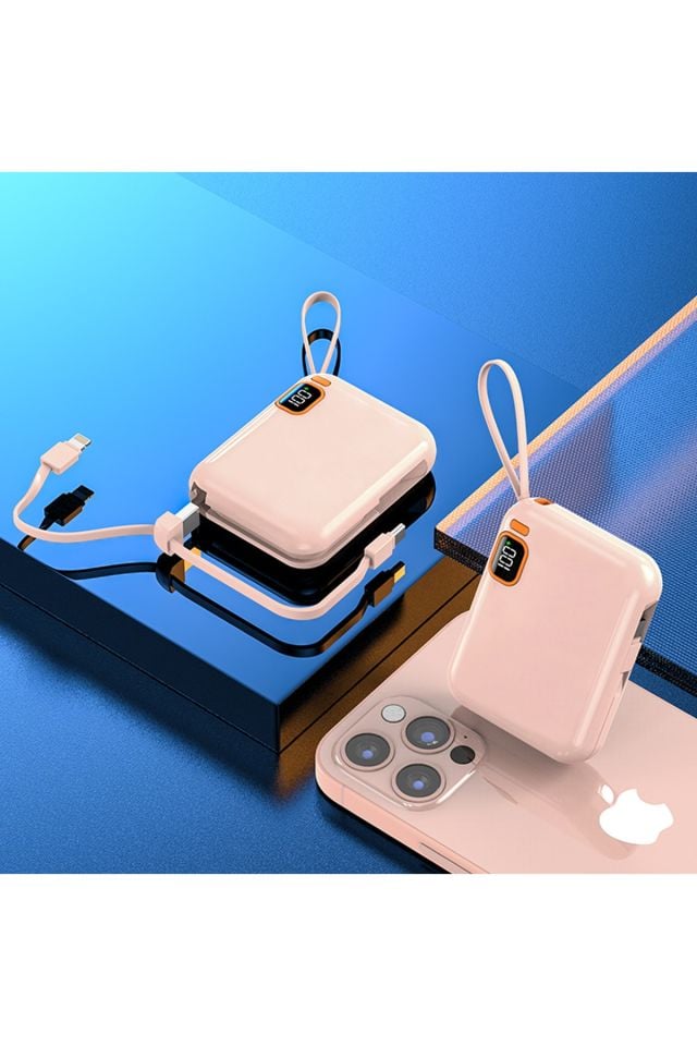 IX-PB024 10.000 Mah 22.5W Hızlı Şarj Powerbank Taşınabilir Şarj Cihazı - Pembe