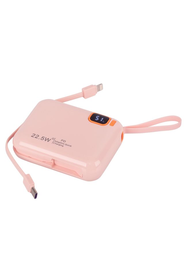 IX-PB024 10.000 Mah 22.5W Hızlı Şarj Powerbank Taşınabilir Şarj Cihazı - Pembe