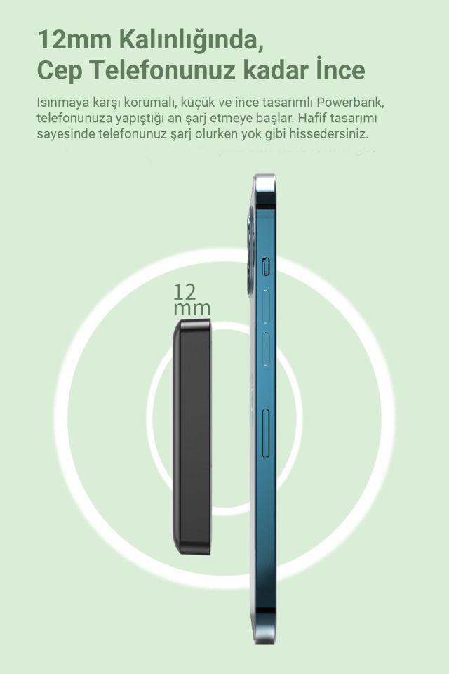 IX-PB016 5000 Mah 18W Hızlı Şarj Magsafe Powerbank Şarj Cihazı - Siyah