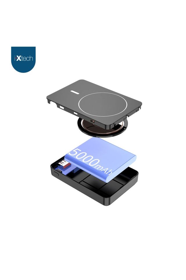 IX-PB016 5000 Mah 18W Hızlı Şarj Magsafe Powerbank Şarj Cihazı - Siyah