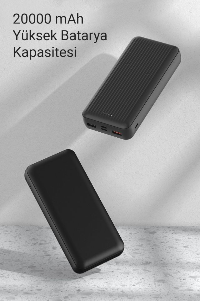 IX-PB018 20.000 Mah Led Göstergeli Powerbank Taşınabilir Hızlı Şarj Cihazı - Siyah