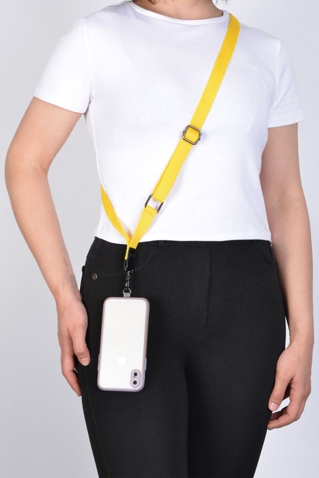 Sarı Yassı Telefon Boyun Askısı