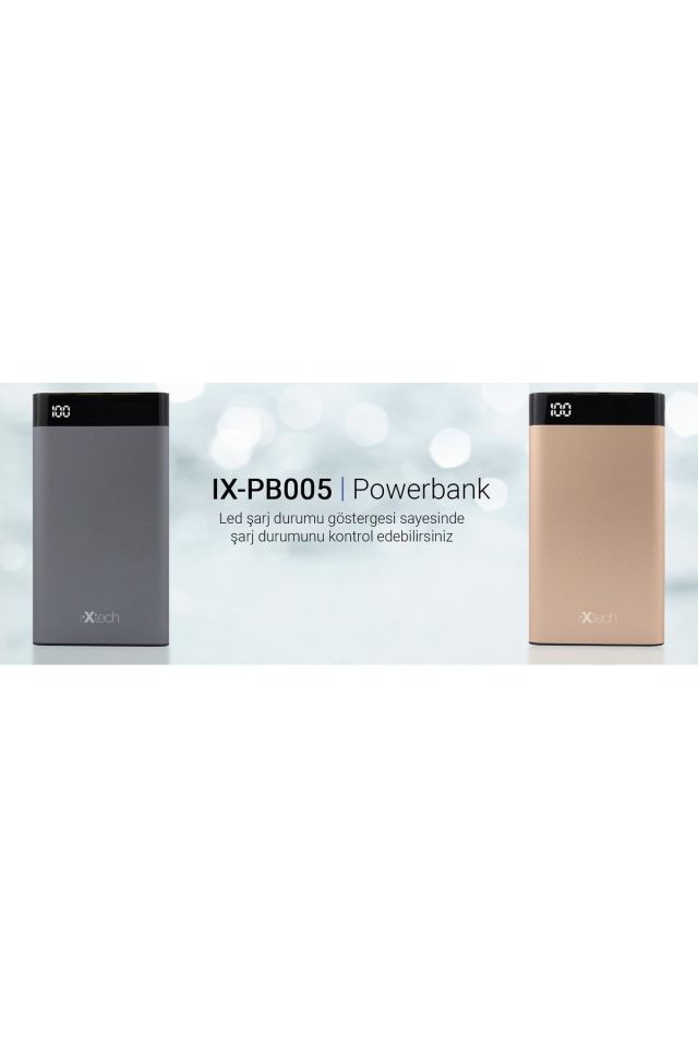 IX-PB05 8000 Mah Led Göstergeli Powerbank Taşınabilir Şarj Cihazı - Gold