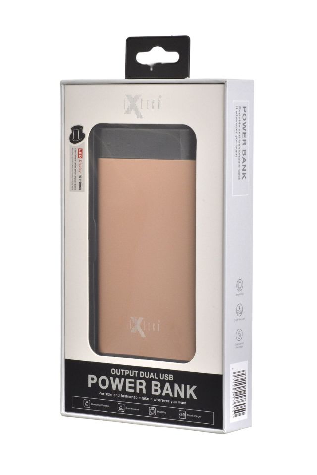 IX-PB05 8000 Mah Led Göstergeli Powerbank Taşınabilir Şarj Cihazı - Gold