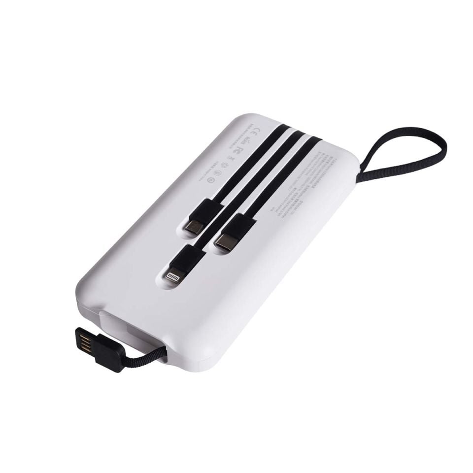 IX-PB013 10.000 Mah El Fenerli Çoklu Şarj Özellikli Powerbank Taşınabilir Şarj Cihazı - Beyaz