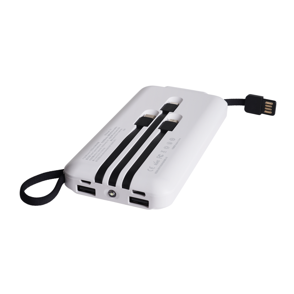 IX-PB013 10.000 Mah El Fenerli Çoklu Şarj Özellikli Powerbank Taşınabilir Şarj Cihazı - Beyaz