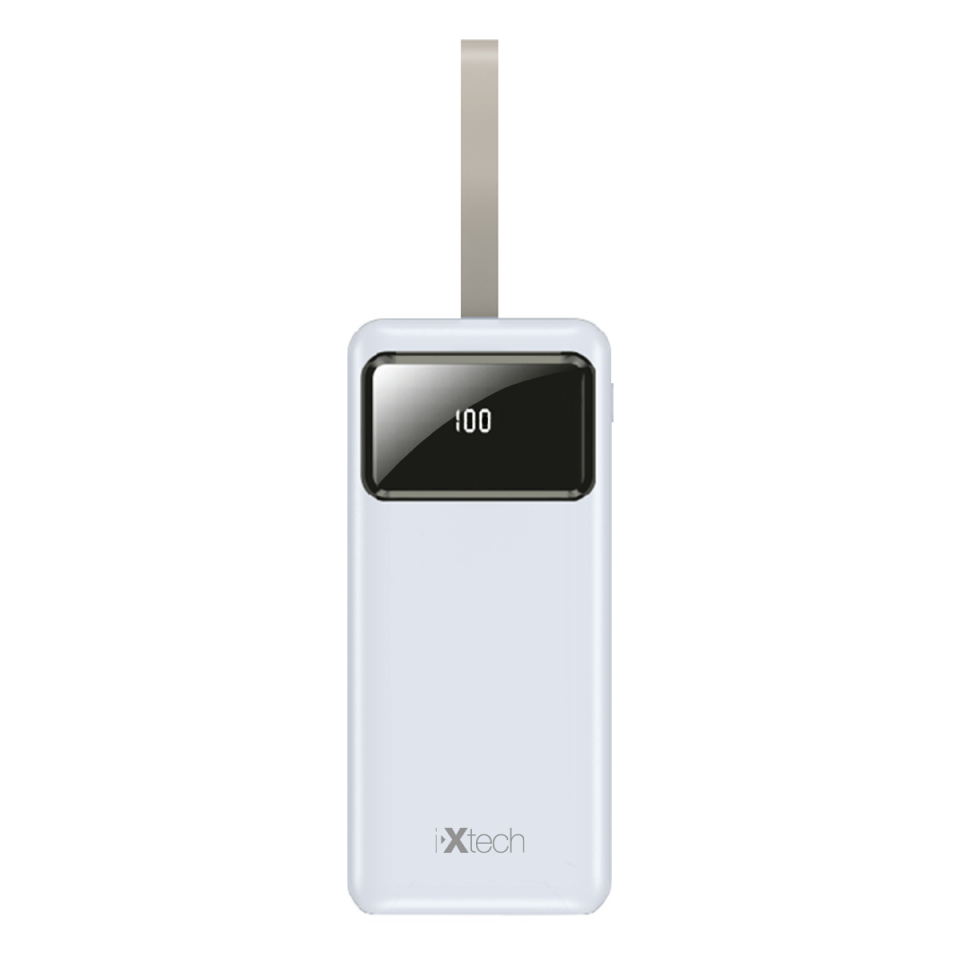 IX-PB028 30.000 Mah Dijital Göstergeli Powerbank Taşınabilir Şarj Cihazı - Beyaz