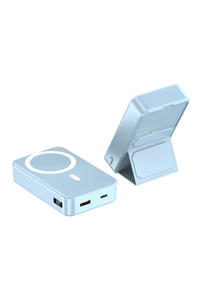 IX-PB030 20.000 Mah Dijital Ekranlı Magsafe Powerbank Taşınabilir Şarj Cihazı - Mavi
