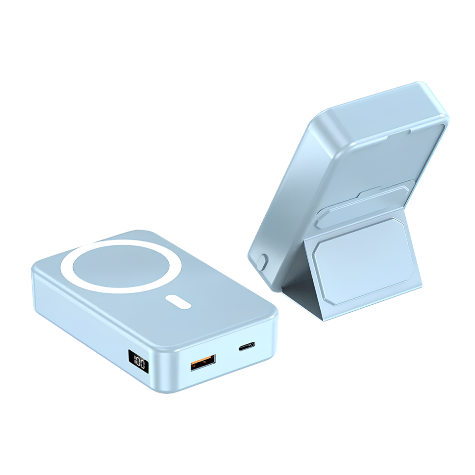 IX-PB030 20.000 Mah Dijital Ekranlı Magsafe Powerbank Taşınabilir Şarj Cihazı - Mavi