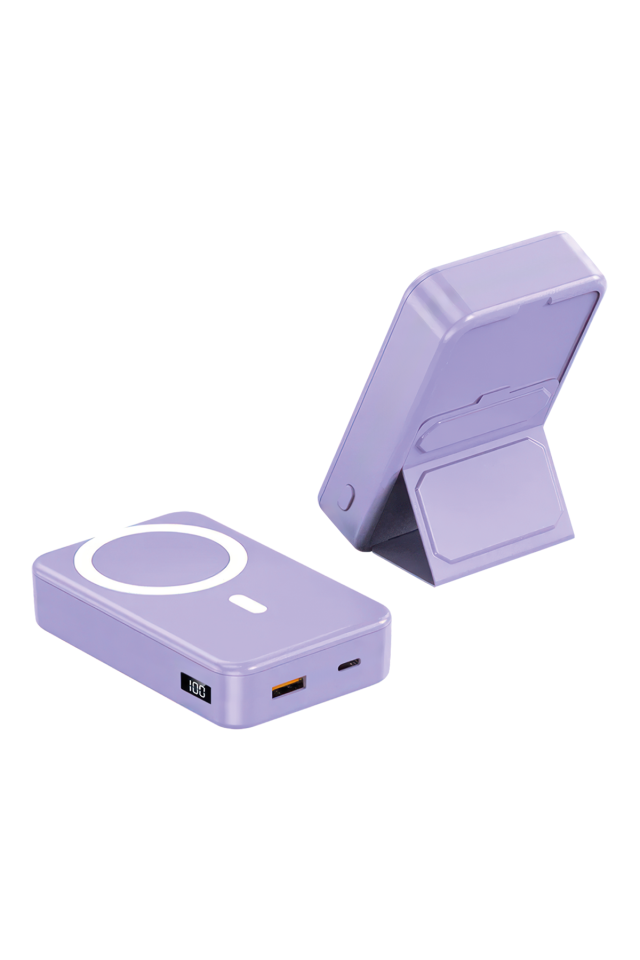 IX-PB030 20.000 Mah Dijital Ekranlı Magsafe Powerbank Taşınabilir Şarj Cihazı - Mor