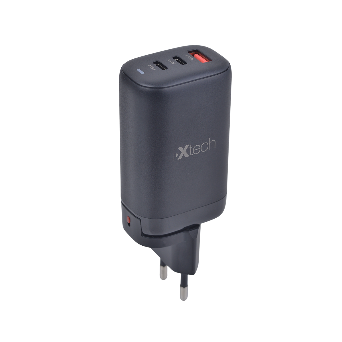 IX-HC2 65W Type-C ve Usb Portlu Seyahat Tipi Hızlı Şarj Aleti - Siyah