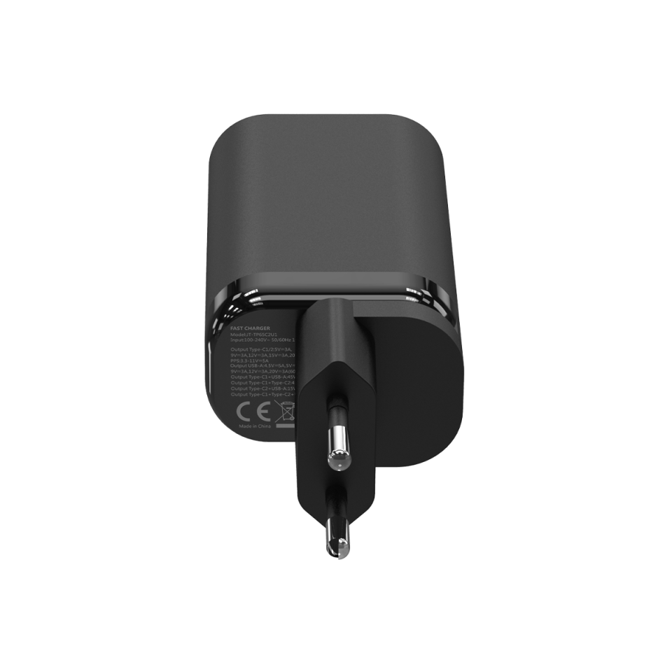 IX-HC2 65W Type-C ve Usb Portlu Seyahat Tipi Hızlı Şarj Aleti - Siyah