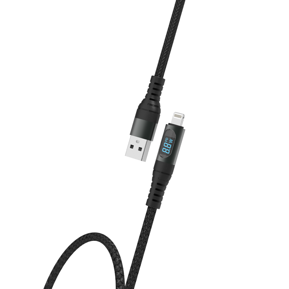 IX-UC015 Usb To Lightning Dijital Göstergeli Hızlı Şarj Kablosu