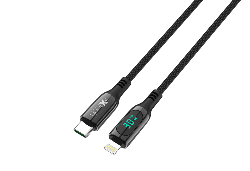 IX-UC016 Dijital Şarj Göstergeli Type-c To Lightning 1m Şarj Kablosu
