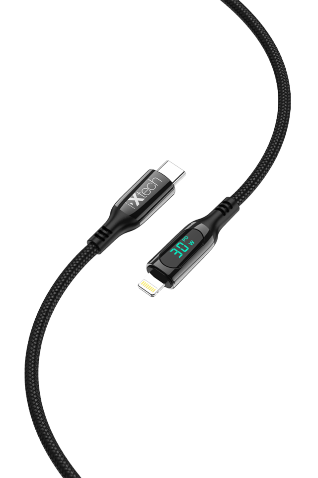 IX-UC019 PD 30W Type-C to Lightning Dijital Göstergeli Şarj ve Data Kablosu
