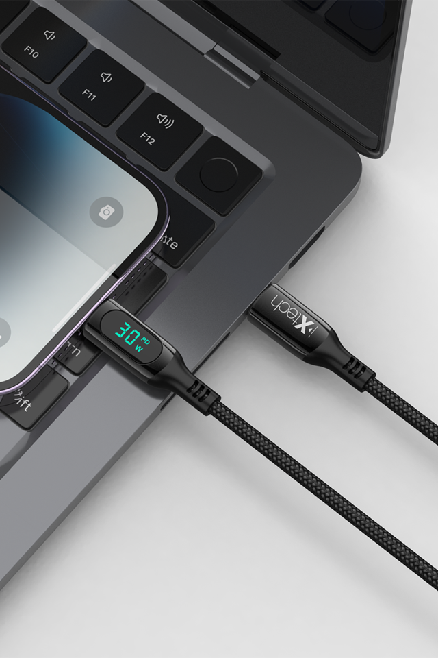 IX-UC019 PD 30W Type-C to Lightning Dijital Göstergeli Şarj ve Data Kablosu