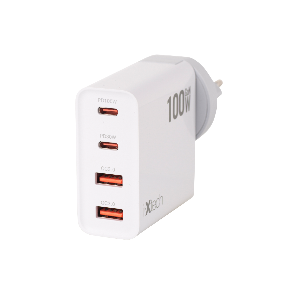 IX-HC4 100W Type-C ve Usb Dört Portlu Seyehat Tipi Süper Hızlı Şarj Adaptörü