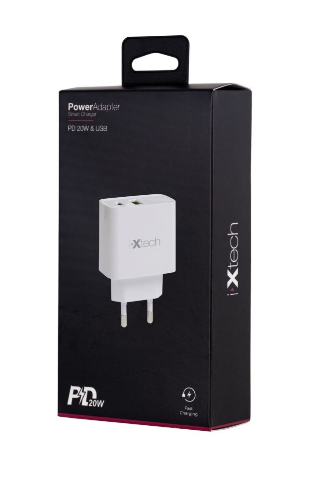 IX-CC011 20W Type-C ve Usb Çift Portlu Şarj Adaptörü