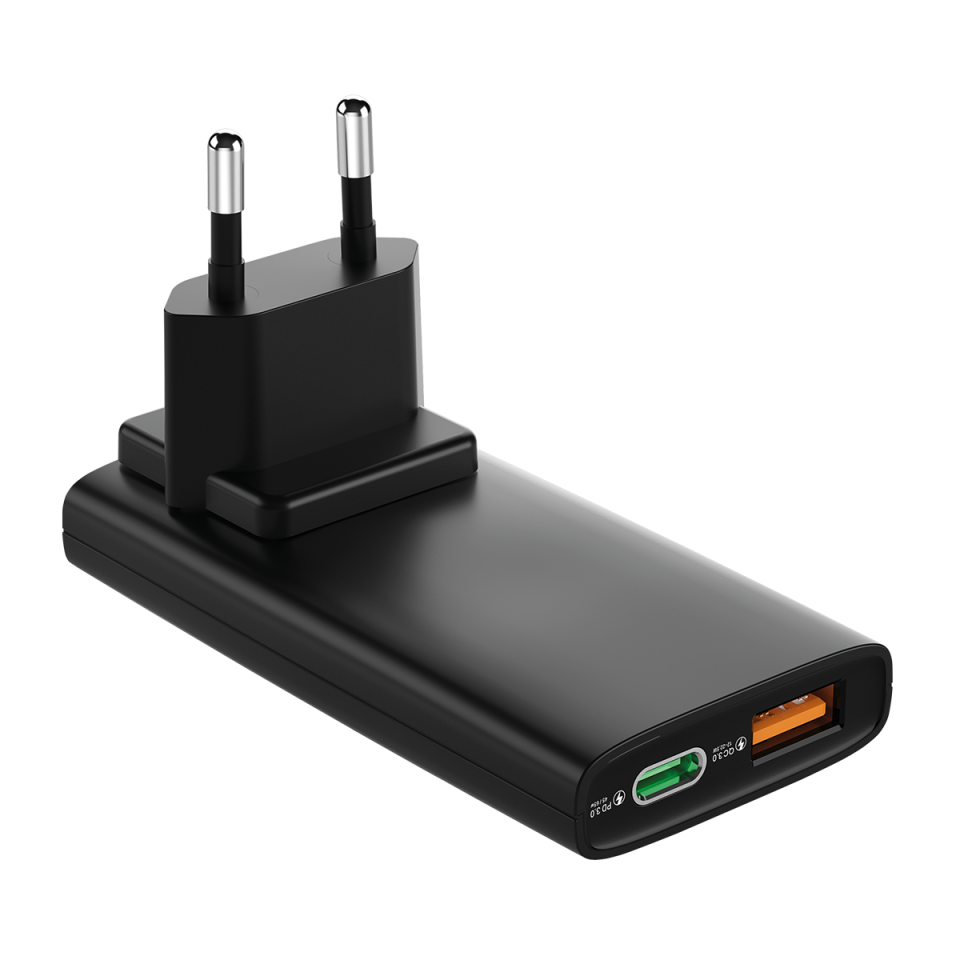 IX-HC8 65W Type-C ve Usb Çift Port Ultra İnce Seyahat Tipi Hızlı Şarj Adaptörü