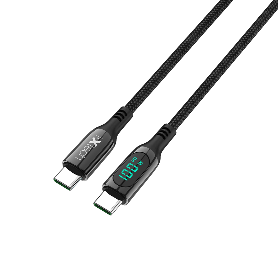 IX-UC019 PD 100W Type-C to Type-C Dijital Göstergeli Şarj ve Data Kablosu