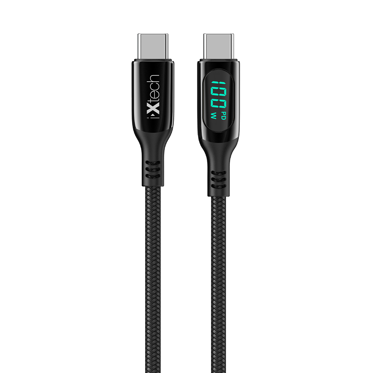 IX-UC019 PD 100W Type-C to Type-C Dijital Göstergeli Şarj ve Data Kablosu