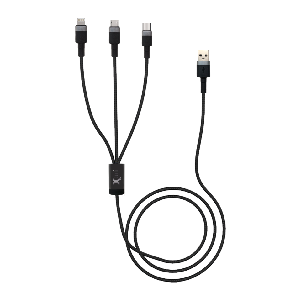 IX-UC011 Micro-Type-C -Lightning to Usb 3 lü Çıkış Hızlı Şarj ve Data Örgü Kablo