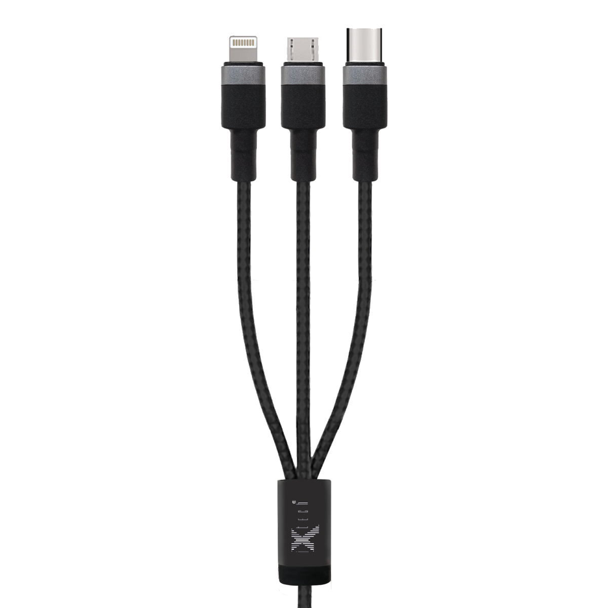 IX-UC011 Micro-Type-C -Lightning to Usb 3 lü Çıkış Hızlı Şarj ve Data Örgü Kablo