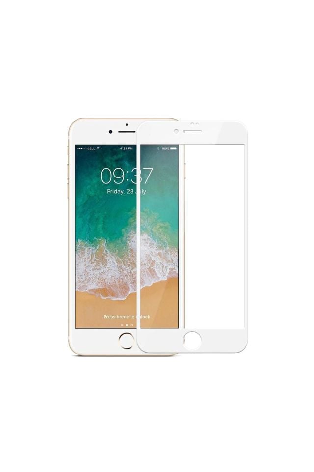Iphone 6 Plus -7 Plus Beyaz Tam Kaplama Kırılmaz Cam Ekran Koruyucu