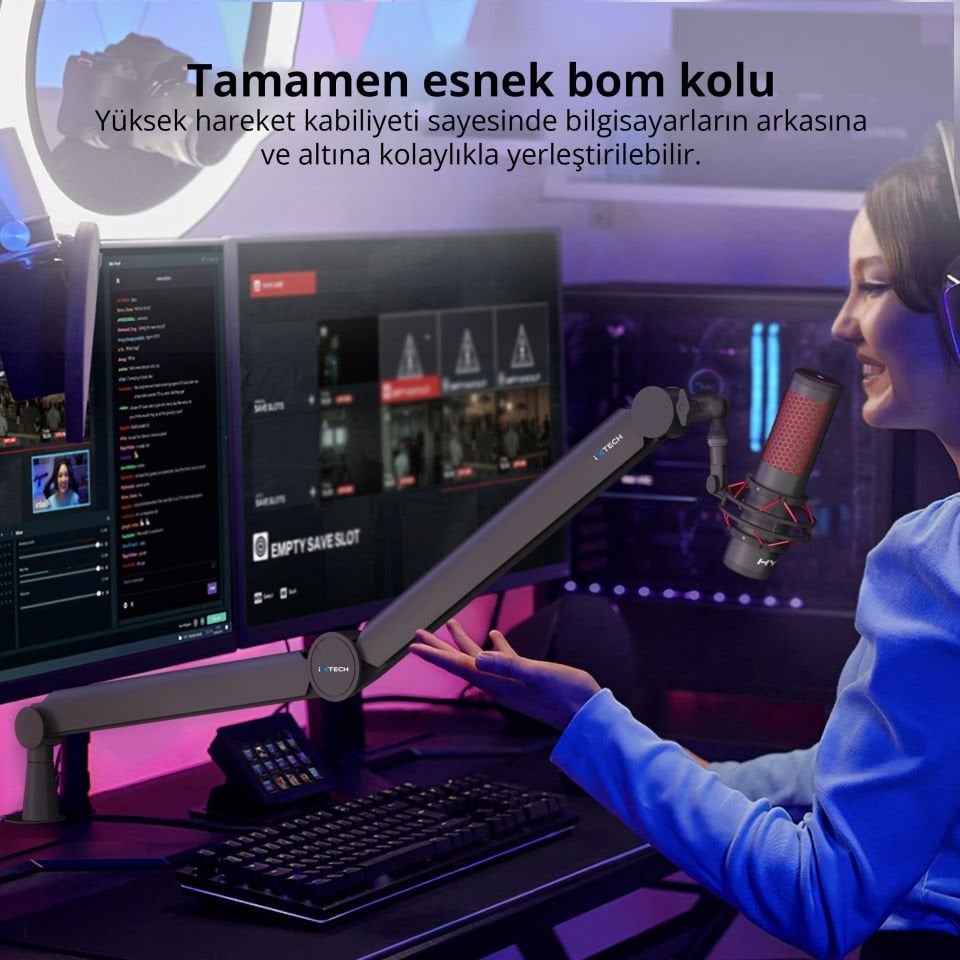 Boom Arm Ayarlanabilir 360° Dönebilen Mikrofon Tutucu, Mikrofon Kolu - Valiant