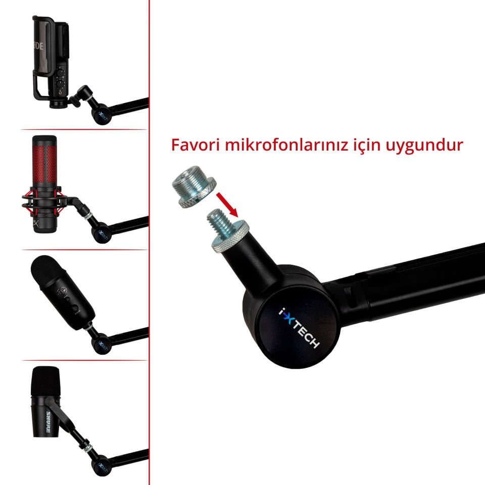 Boom Arm Ayarlanabilir 360° Dönebilen Mikrofon Tutucu, Mikrofon Kolu - Hero