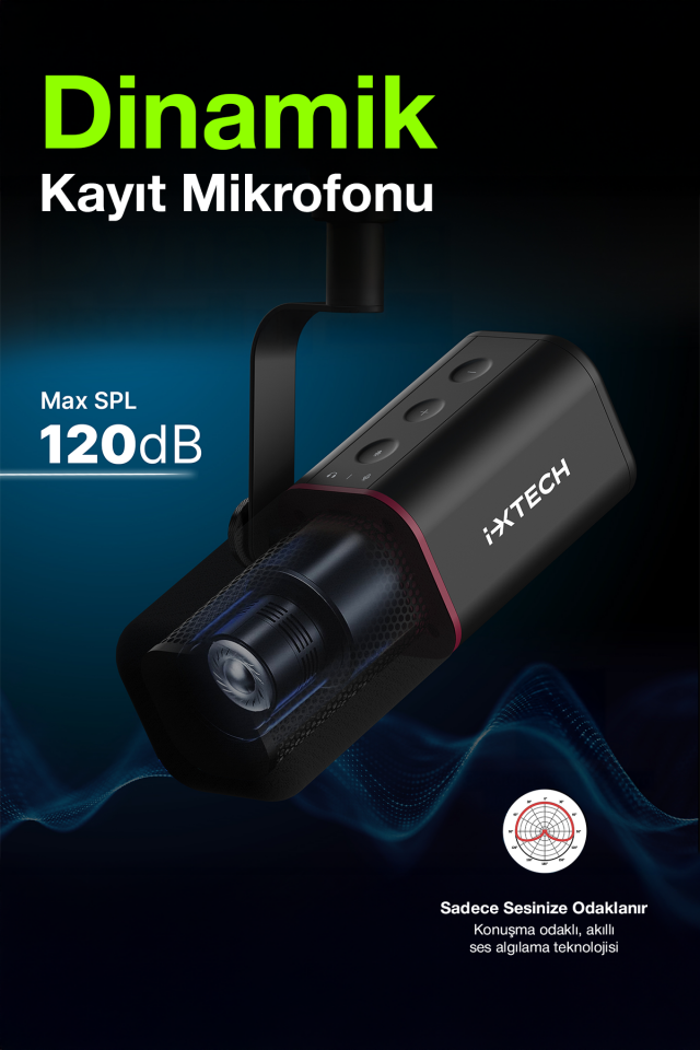 IX-MIC01 Dinamik Yayın Mikrofonu - Siyah