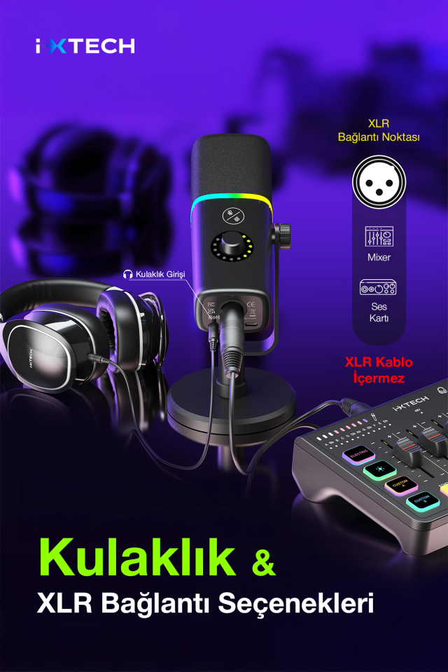 RGB Dinamik Yayın Mikrofonu - Siyah