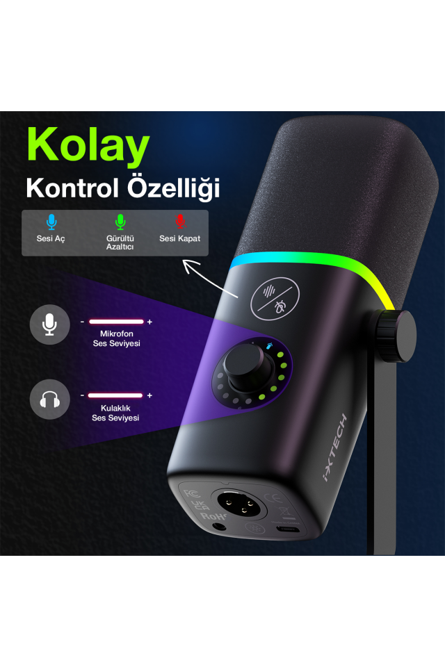 RGB Dinamik Yayın Mikrofonu - Siyah